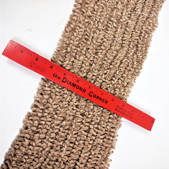 Soft Acrylic Fringed Scarf Tan Brown Soft Loop Made In Taiwan 56”x7" - Picture 5 of 9